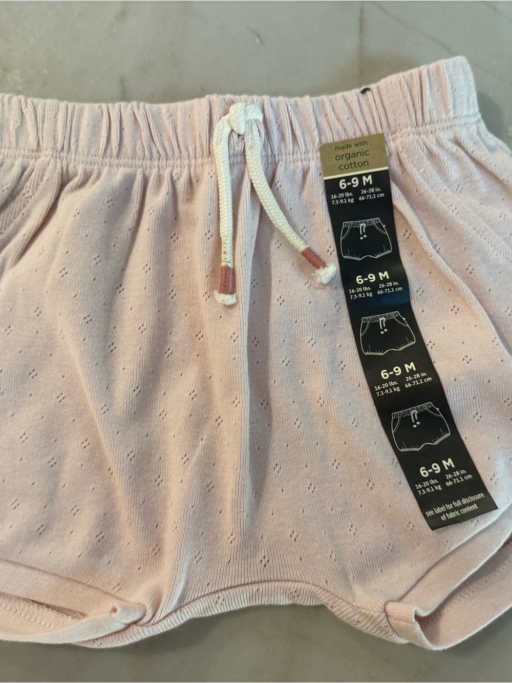 Baby Girls' Soft Pink Organic Cotton Eyelet Shorts